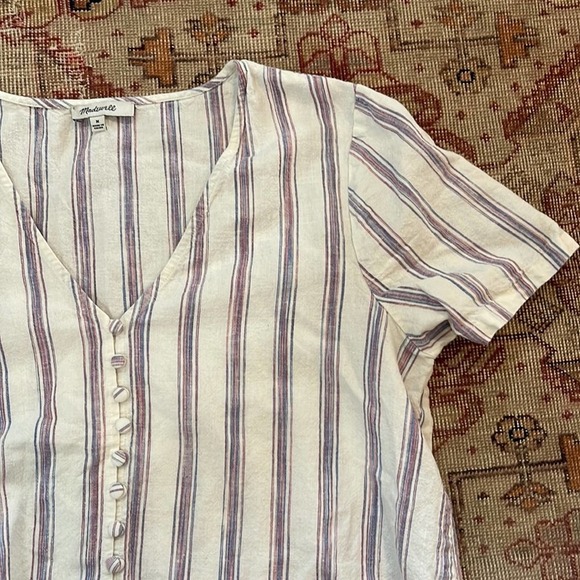 Madewell | Agency Tie-Front Button Top in Sarasota Stripe Medium - Picture 6 of 10